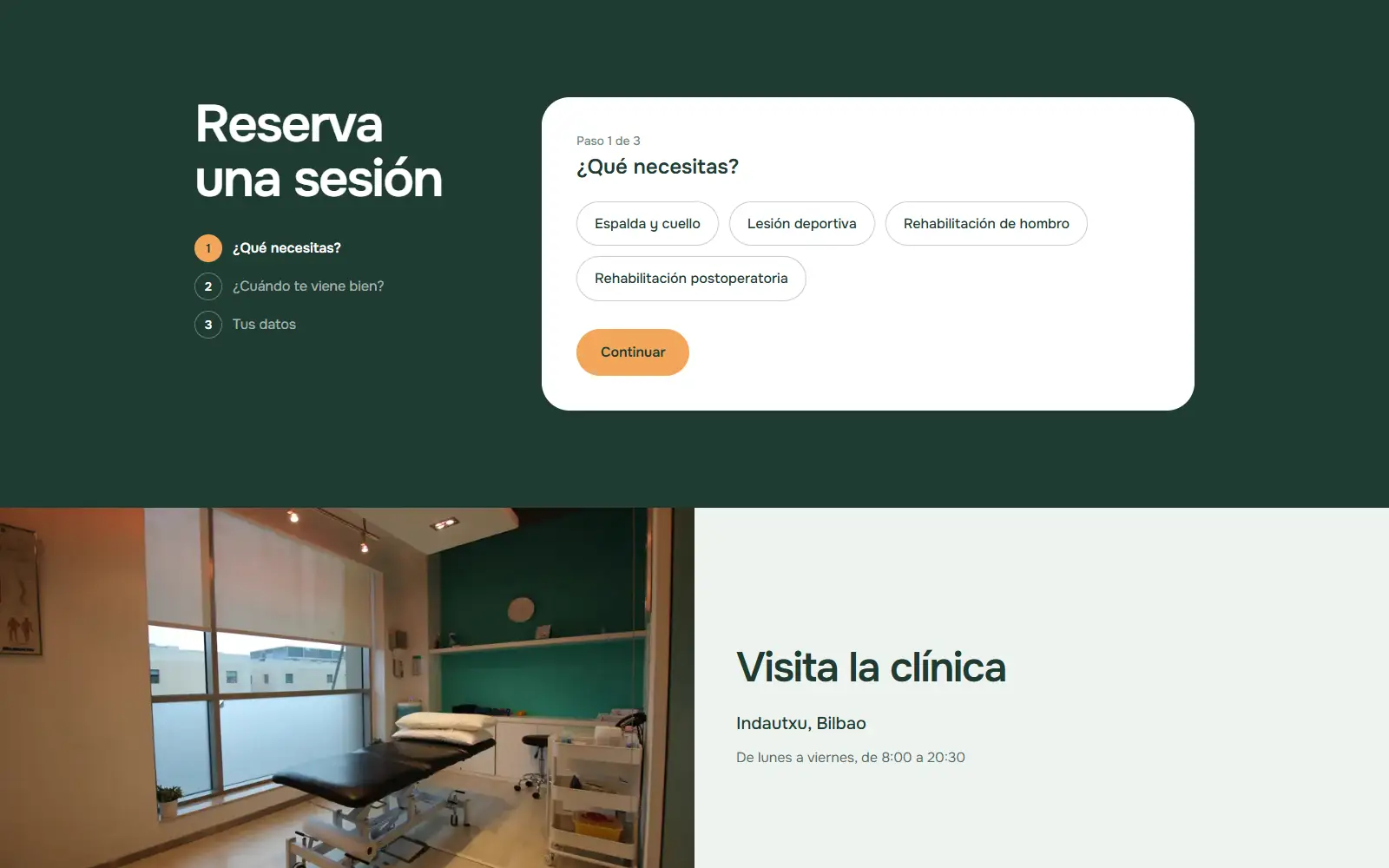 Oreka three-step booking flow at the time-selection step