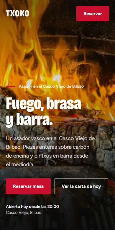 Txoko en el móvil: la carta a un toque desde arriba